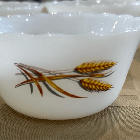 White Bowls with Wheat Design - Picture 2 of 4